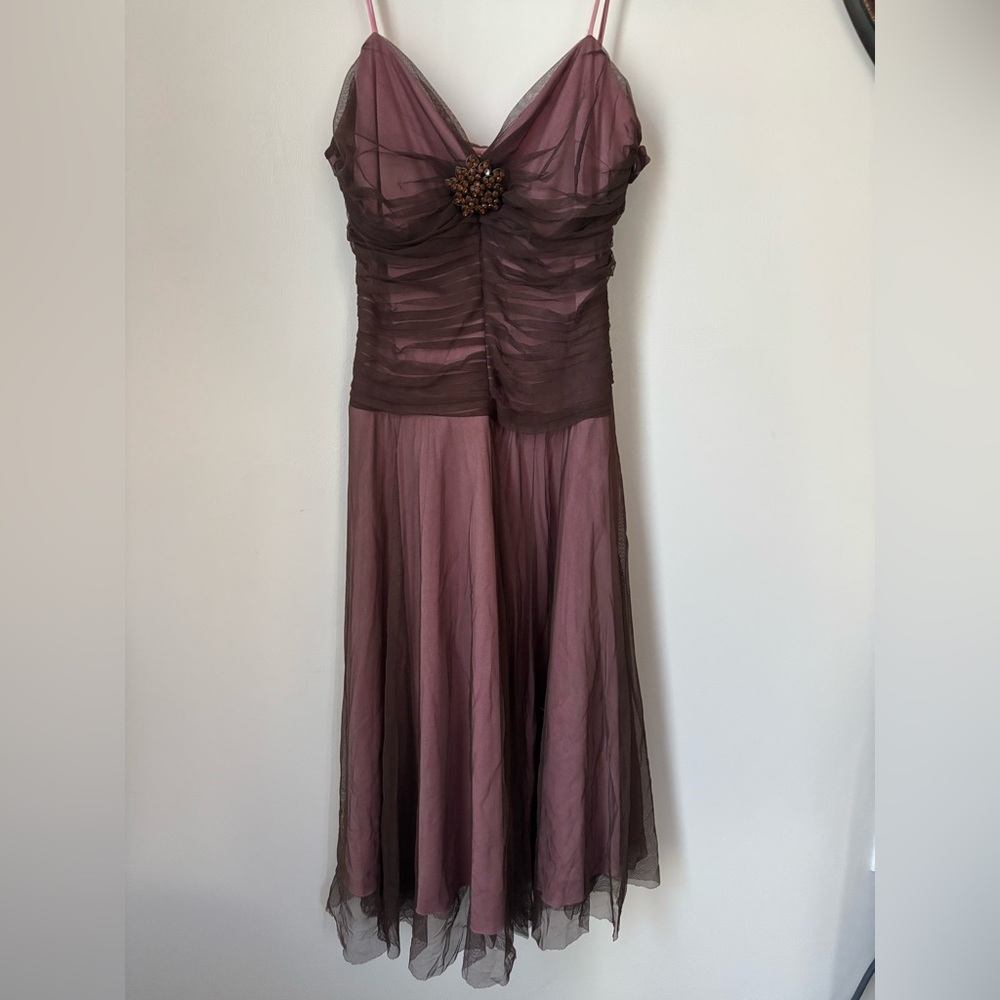 Vintage Betsey Johnson Mauve tulle mesh swing dance dress size small